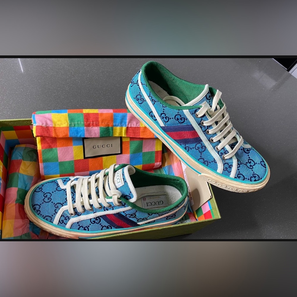 Gucci Denim Monogram Web 1977 Tennis sneakers in blue